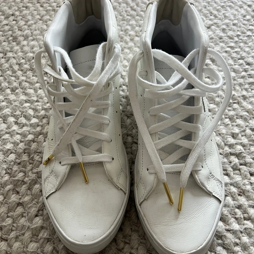 Adidas White and Gold High-Top Sneakers - Picture 3 of 5